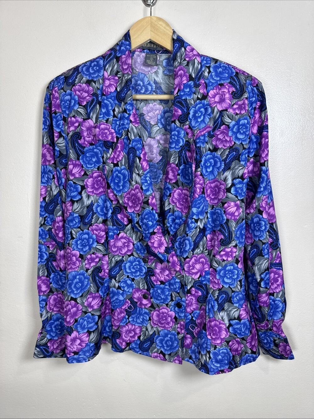 VTG Mekito Womens Blazer 80s Funky Artsy Floral Paisley Double Breasted 12